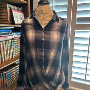 Elegant Plaid Button-Down Shirt for Women